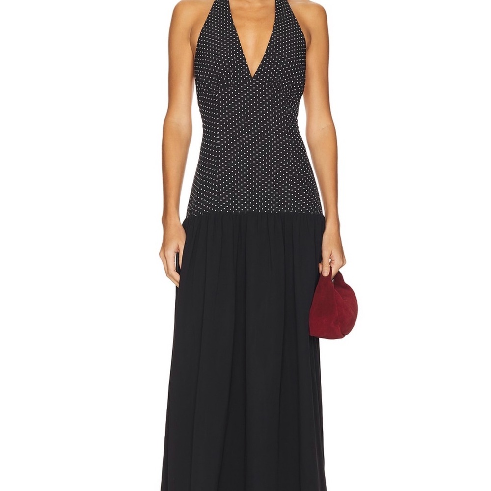Chic Black Polka Dot Maxi Dress